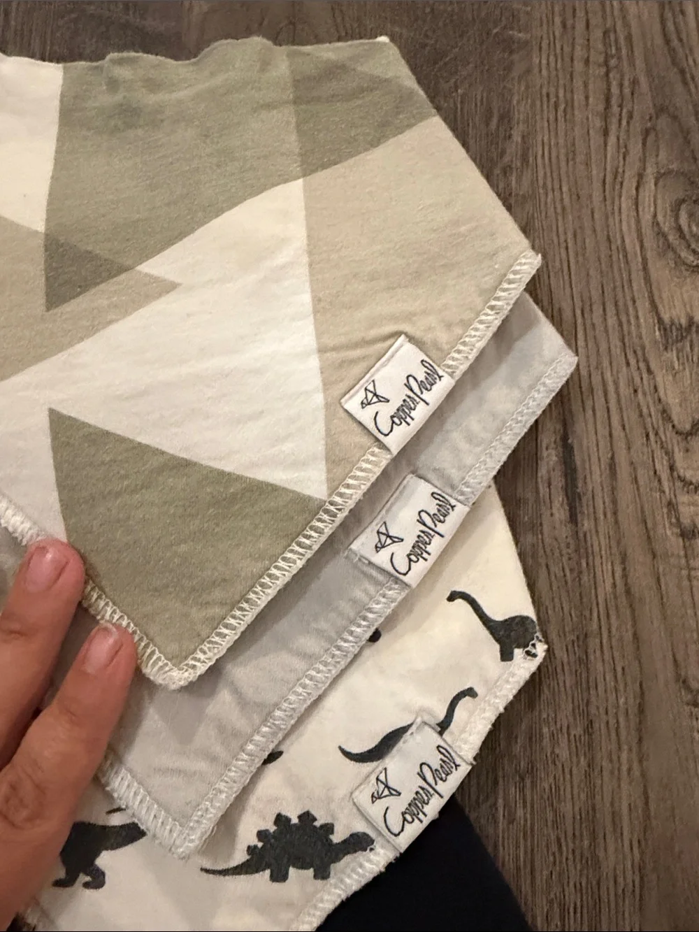 Copper pearlOrganic Cotton Baby Bandana Bibs Pack - Green, Yellow, Black & Cream